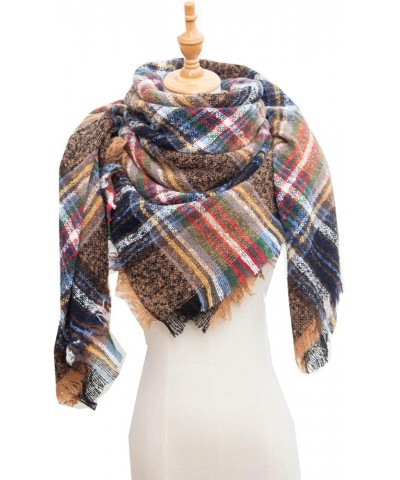 Classic Plaid Tartan Scarf for Women Men Soft Check Tassel Scarves Soft Classic Winter Scarf C-brown $5.96 Scarves