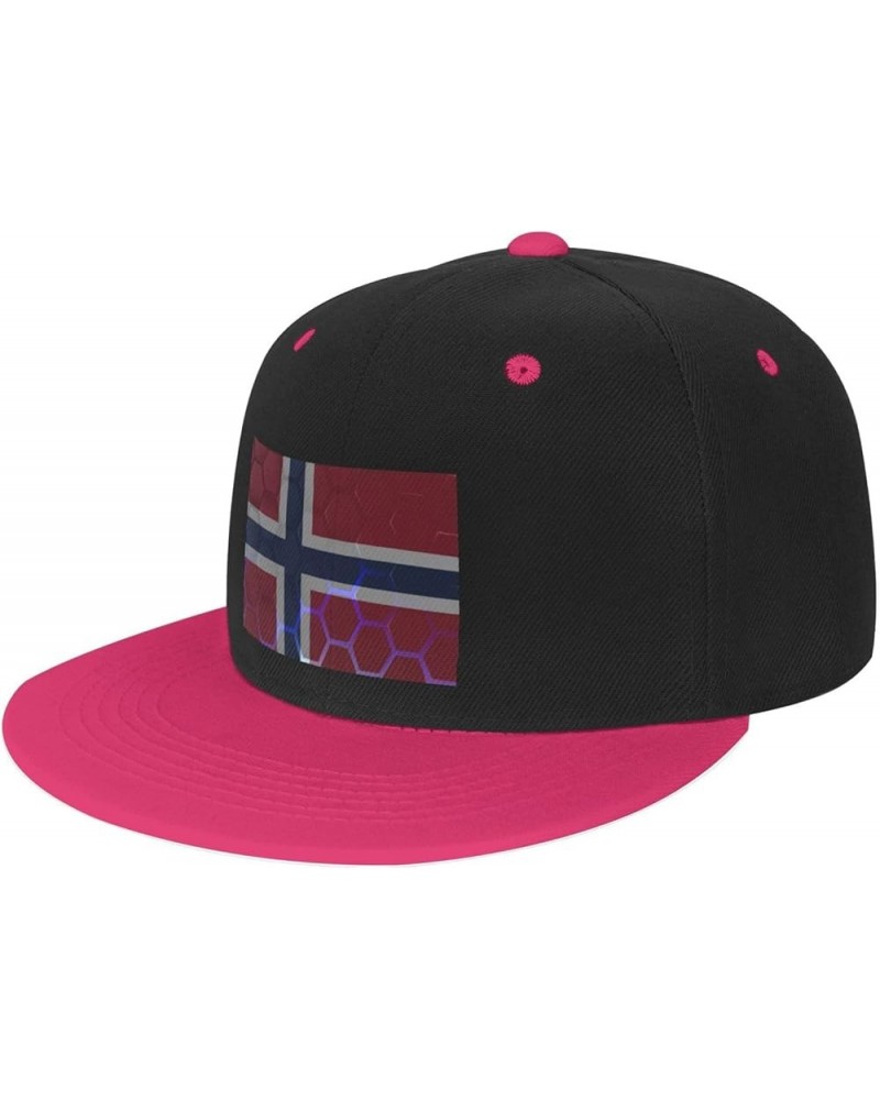 Flag of Norway Baseball Cap for Men Women Snapback Hat Adjustable Flat Bill Hats Pink $12.36 Baseball Caps