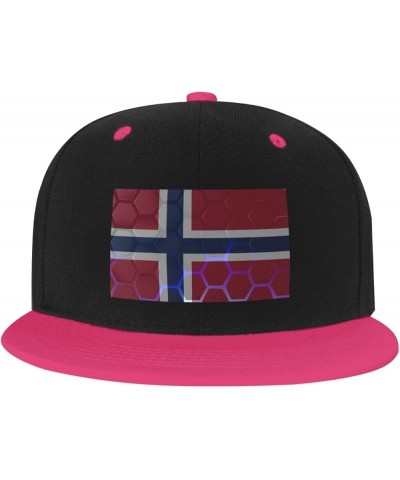 Flag of Norway Baseball Cap for Men Women Snapback Hat Adjustable Flat Bill Hats Pink $12.36 Baseball Caps