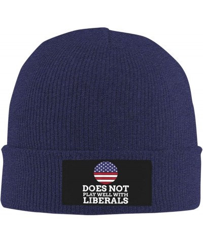 Does Not Play Well with Liberals Knit Hat Men Women Winter Beanie Hat Soft Warm Ski Cap Navy Blue $15.79 Skullies & Beanies