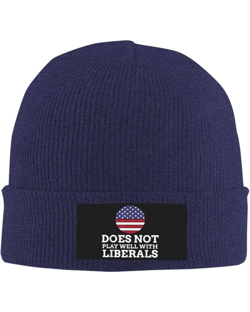 Does Not Play Well with Liberals Knit Hat Men Women Winter Beanie Hat Soft Warm Ski Cap Navy Blue $15.79 Skullies & Beanies