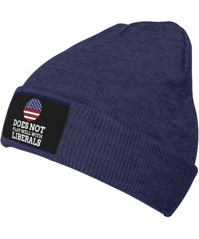 Does Not Play Well with Liberals Knit Hat Men Women Winter Beanie Hat Soft Warm Ski Cap Navy Blue $15.79 Skullies & Beanies