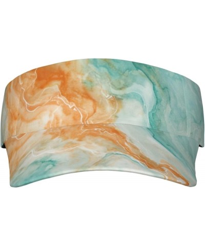 Marble Sports Sun Visor for Women Men, Adjustable Sun Hat Cap Tennis Visor for Beach Pool Golf Outdoor Travel Teal Orange Mar...