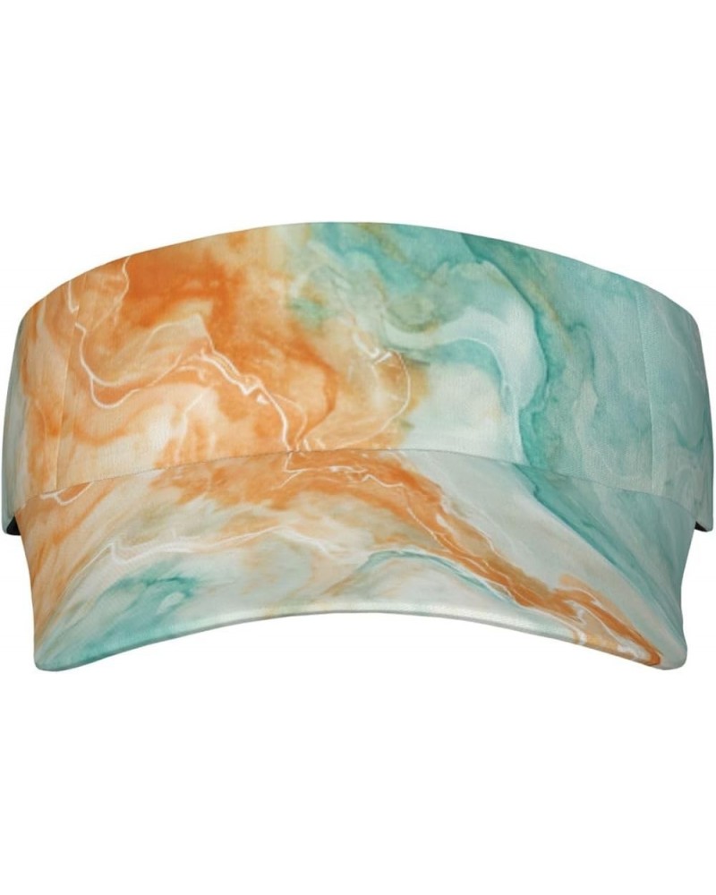 Marble Sports Sun Visor for Women Men, Adjustable Sun Hat Cap Tennis Visor for Beach Pool Golf Outdoor Travel Teal Orange Mar...