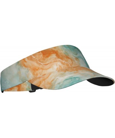 Marble Sports Sun Visor for Women Men, Adjustable Sun Hat Cap Tennis Visor for Beach Pool Golf Outdoor Travel Teal Orange Mar...