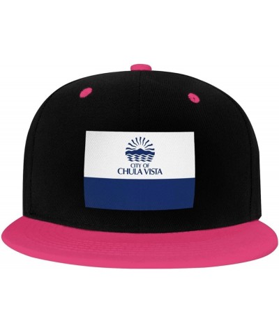 Flag of Chula Vista, California Snapback Hat for Men Women Baseball Cap Trucker Flat Bill Hats Dad Caps Pink $9.70 Baseball Caps