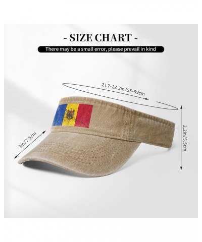 Flag of Moldova Texture Effect Sun Visor Hats for Women Men Adjustable Sports Sun Hats Cotton Golf Cap Natural $12.87 Visors