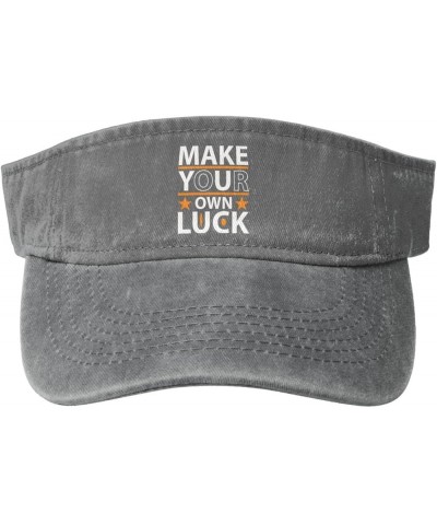 Make Your Own Luck Sun Visor Hats for Women Men Sun Hat Cotton Golf Hat Vintage Baseball Cap Gray $10.59 Visors