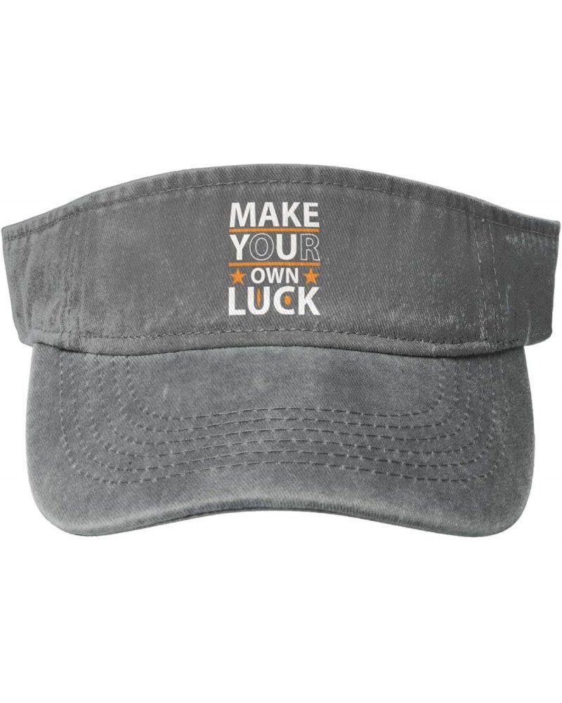 Make Your Own Luck Sun Visor Hats for Women Men Sun Hat Cotton Golf Hat Vintage Baseball Cap Gray $10.59 Visors