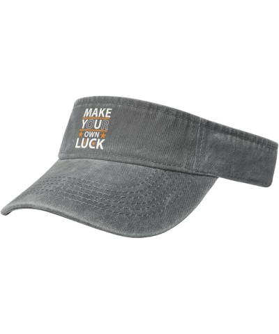 Make Your Own Luck Sun Visor Hats for Women Men Sun Hat Cotton Golf Hat Vintage Baseball Cap Gray $10.59 Visors