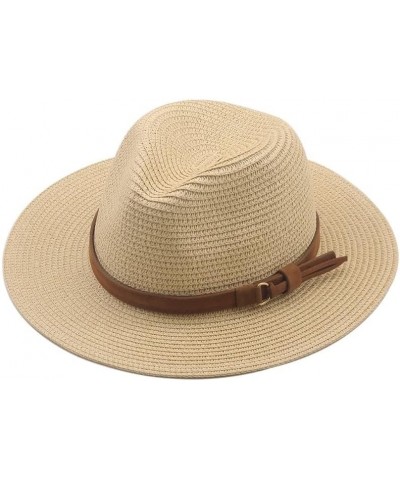 Straw Hat for Women Men Panama Hat Wide Brim Sun Hat Men Classic Fedora Beach Hat Belt Brown 1 $17.44 Fedoras