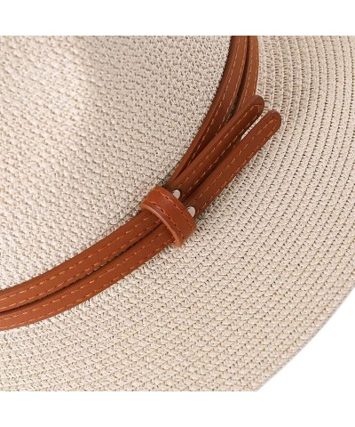 Straw Hat for Women Men Panama Hat Wide Brim Sun Hat Men Classic Fedora Beach Hat Belt Brown 1 $17.44 Fedoras