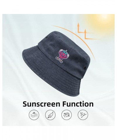 Funny Strawberry Bucket Hat for Women Men Summer Travel Sun Hat Outdoor Cap Funny Bucket Hats Navy Blue $14.23 Bucket Hats