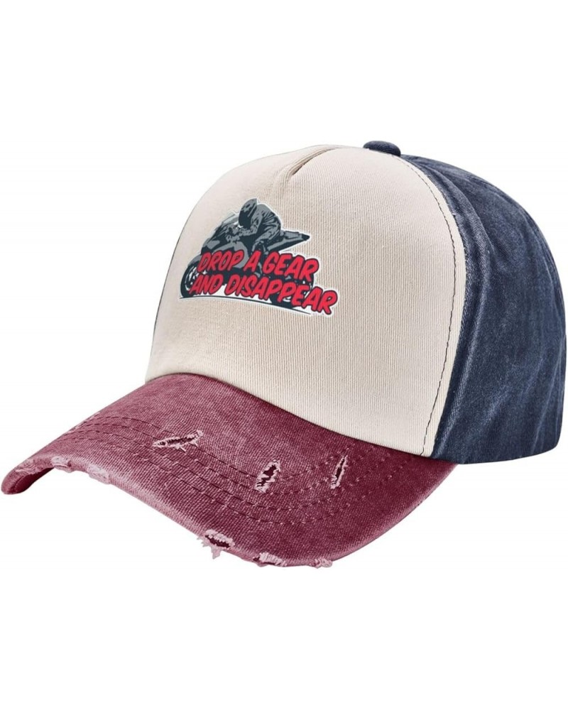 Drop A Gear and Disappear Outdoor Adult Washed Baseball Cap, Cowboy Hat, Travel Hat Navy and Red $16.31 Cowboy Hats