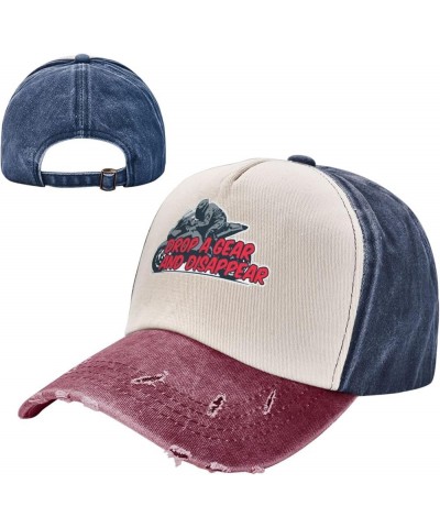 Drop A Gear and Disappear Outdoor Adult Washed Baseball Cap, Cowboy Hat, Travel Hat Navy and Red $16.31 Cowboy Hats