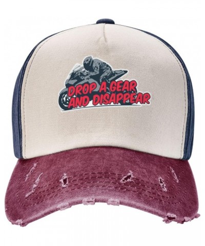 Drop A Gear and Disappear Outdoor Adult Washed Baseball Cap, Cowboy Hat, Travel Hat Navy and Red $16.31 Cowboy Hats