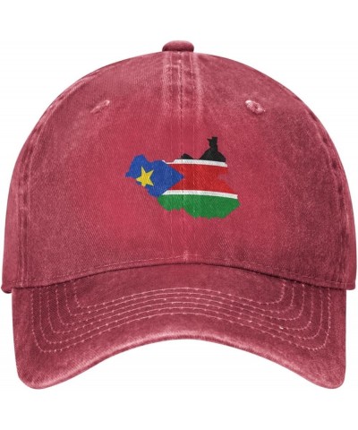 South Sudan Flag Map Unisex Classic Vintage Baseball Cap Mens Womens Trucker Hats Red $12.76 Baseball Caps