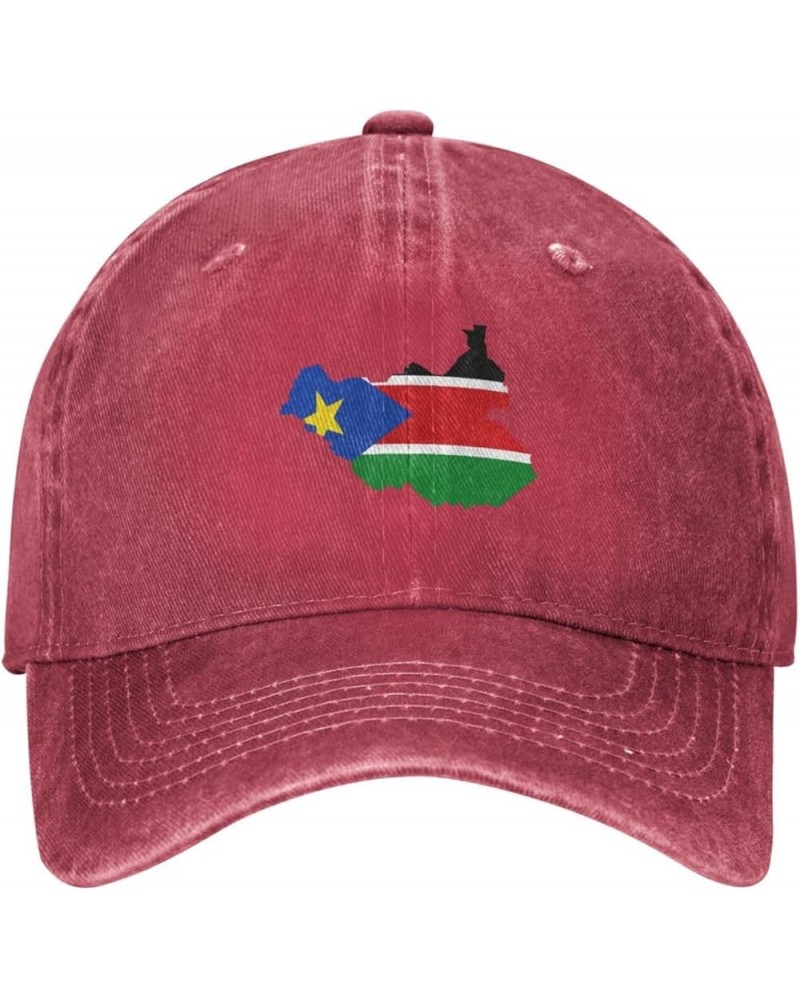 South Sudan Flag Map Unisex Classic Vintage Baseball Cap Mens Womens Trucker Hats Red $12.76 Baseball Caps