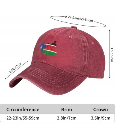 South Sudan Flag Map Unisex Classic Vintage Baseball Cap Mens Womens Trucker Hats Red $12.76 Baseball Caps