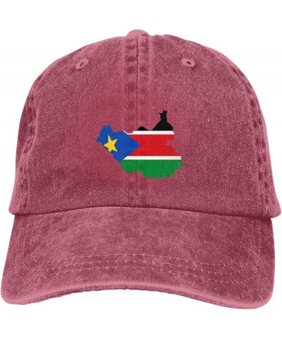 South Sudan Flag Map Unisex Classic Vintage Baseball Cap Mens Womens Trucker Hats Red $12.76 Baseball Caps