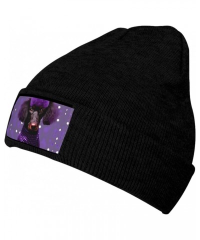 Unisex Winter Beanie Knitted Headgear for Men and Women - Essential Versatile Cold Season Accessory Purple Poodle Polka Dot $...