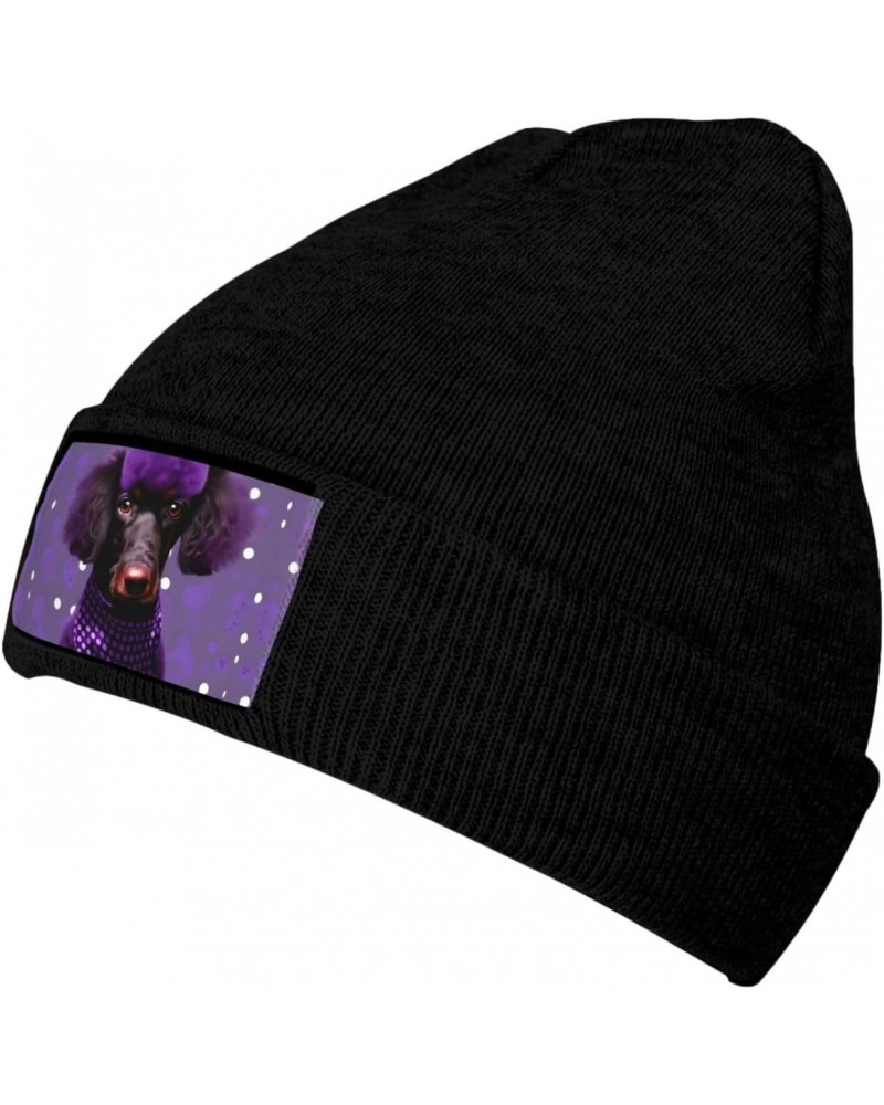 Unisex Winter Beanie Knitted Headgear for Men and Women - Essential Versatile Cold Season Accessory Purple Poodle Polka Dot $...