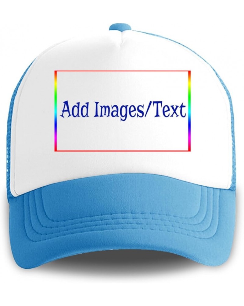 Customizable Wide Brim Sun Hat Add Images Text Curved Mesh Hat Teacher's Day Gifts Sky Blue 0 $11.26 Visors