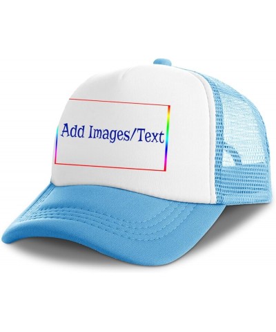 Customizable Wide Brim Sun Hat Add Images Text Curved Mesh Hat Teacher's Day Gifts Sky Blue 0 $11.26 Visors