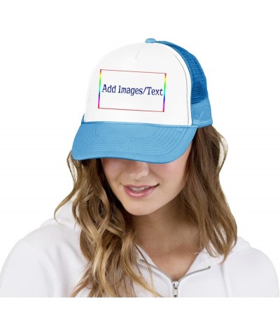 Customizable Wide Brim Sun Hat Add Images Text Curved Mesh Hat Teacher's Day Gifts Sky Blue 0 $11.26 Visors