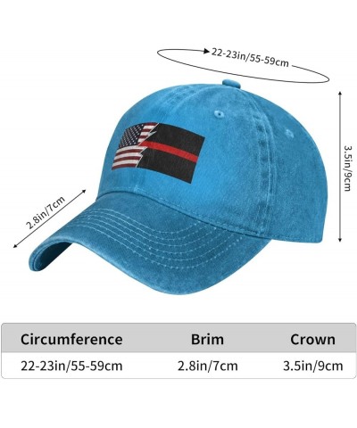 Ripped Style American and Thin Red Line Flag Baseball Cap for Men Women Hats Cotton Trucker Caps Adjustable Dad Hat Blue $9.1...