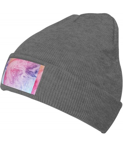 Colorful Marble Pastel Pink Blue Purple Print Leisure Knitted Hat Warm Hat for Men Women & Kids& Elastic Daily Hat Deep Heath...