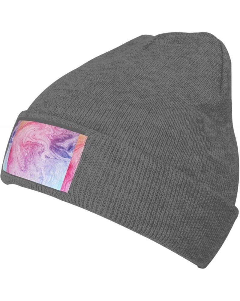 Colorful Marble Pastel Pink Blue Purple Print Leisure Knitted Hat Warm Hat for Men Women & Kids& Elastic Daily Hat Deep Heath...