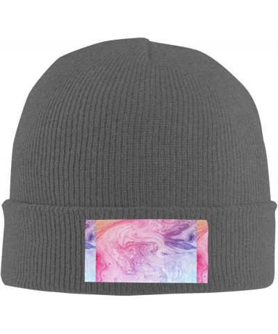 Colorful Marble Pastel Pink Blue Purple Print Leisure Knitted Hat Warm Hat for Men Women & Kids& Elastic Daily Hat Deep Heath...