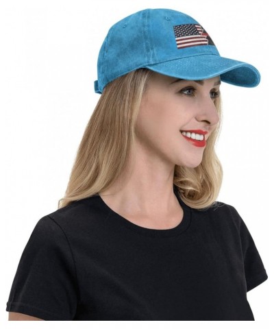 Ripped Style American and Thin Red Line Flag Baseball Cap for Men Women Hats Cotton Trucker Caps Adjustable Dad Hat Blue $9.1...