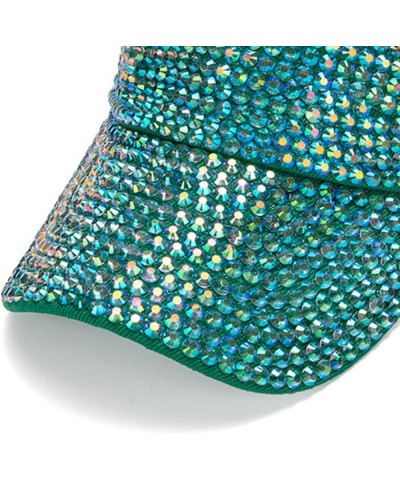 Bling Rhinestones Sport Hats Adjustable Summer Cap Visor Caps Unisex Cool Hat Green $16.79 Visors