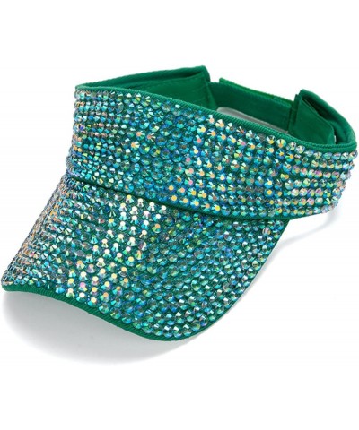 Bling Rhinestones Sport Hats Adjustable Summer Cap Visor Caps Unisex Cool Hat Green $16.79 Visors