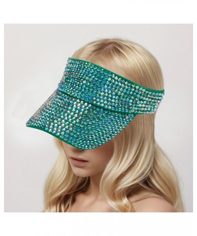 Bling Rhinestones Sport Hats Adjustable Summer Cap Visor Caps Unisex Cool Hat Green $16.79 Visors