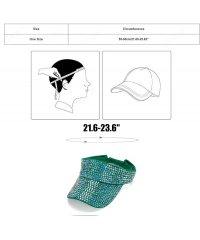 Bling Rhinestones Sport Hats Adjustable Summer Cap Visor Caps Unisex Cool Hat Green $16.79 Visors