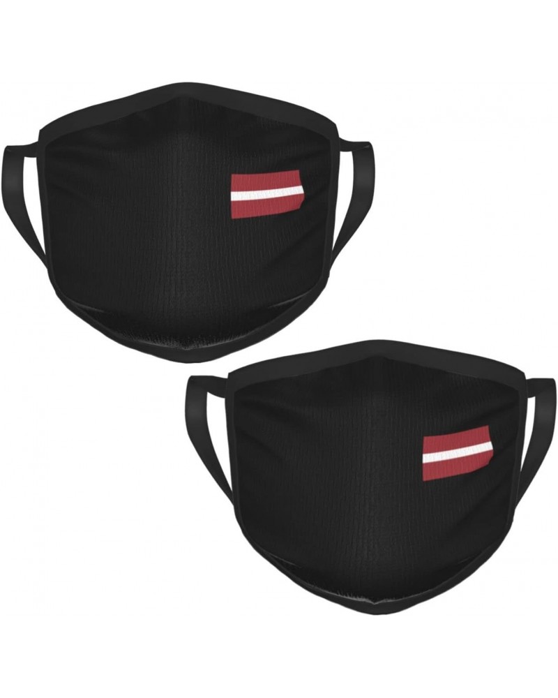 Flag of Latvia Face Mask 2 Pcs Face Cover Reusable Washable Breathable for Men Women Balaclavas Bandanas Black $11.93 Balaclavas