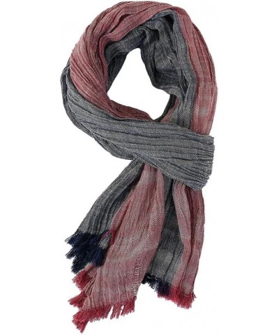 En8 Cotton Linen Scarves Autumn Winter Winter Accessories For Men Warm Long Scarf Wine Red $12.79 Scarves