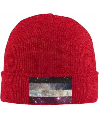 Asexual Galaxy Pride Flag LGBTQ Cozy Knitted Hat for Winter - Warm Comfort Black Red $15.92 Skullies & Beanies