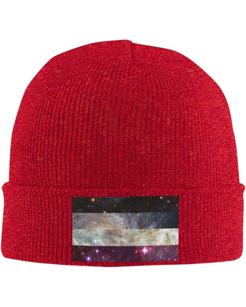 Asexual Galaxy Pride Flag LGBTQ Cozy Knitted Hat for Winter - Warm Comfort Black Red $15.92 Skullies & Beanies