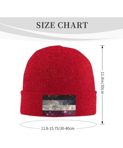 Asexual Galaxy Pride Flag LGBTQ Cozy Knitted Hat for Winter - Warm Comfort Black Red $15.92 Skullies & Beanies