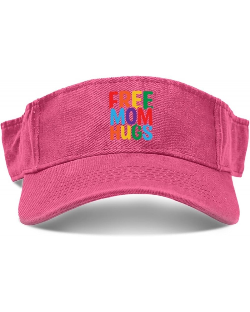 Free Mom hugs Hats Sun Visors for Men Ponytail Caps Packable Sun Visor Pink $10.58 Visors