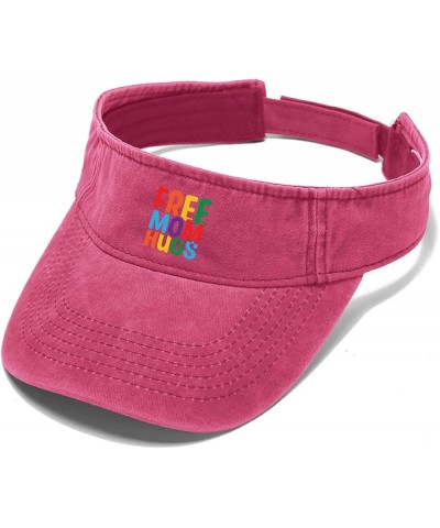 Free Mom hugs Hats Sun Visors for Men Ponytail Caps Packable Sun Visor Pink $10.58 Visors