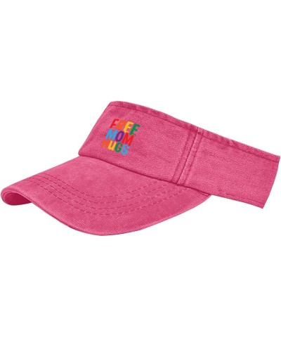 Free Mom hugs Hats Sun Visors for Men Ponytail Caps Packable Sun Visor Pink $10.58 Visors