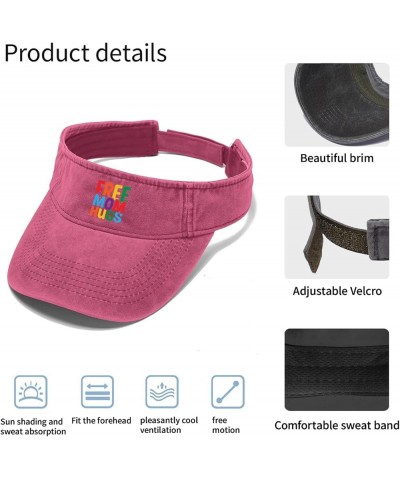 Free Mom hugs Hats Sun Visors for Men Ponytail Caps Packable Sun Visor Pink $10.58 Visors