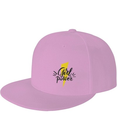 Girl Power Snapback Hat Baseball Cap for Men Women Hip Hop Style Flat-Brimmed Hats Pink $12.23 Baseball Caps