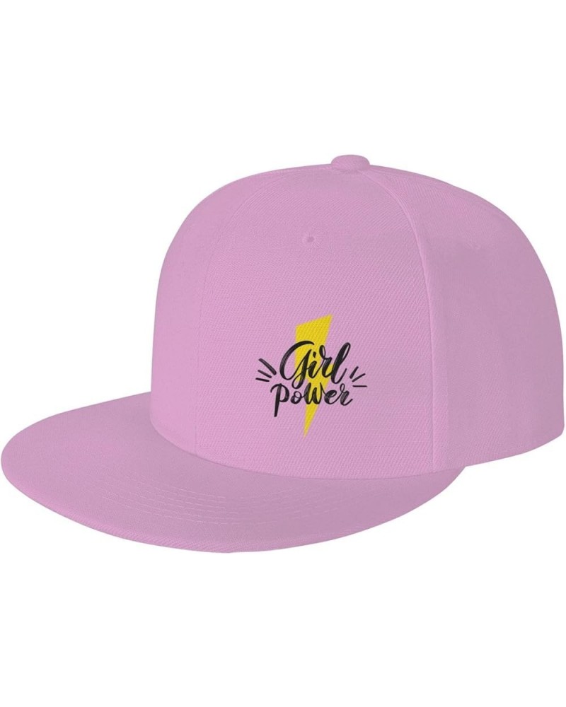 Girl Power Snapback Hat Baseball Cap for Men Women Hip Hop Style Flat-Brimmed Hats Pink $12.23 Baseball Caps