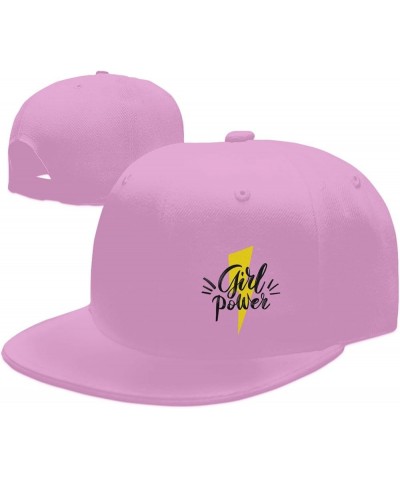 Girl Power Snapback Hat Baseball Cap for Men Women Hip Hop Style Flat-Brimmed Hats Pink $12.23 Baseball Caps